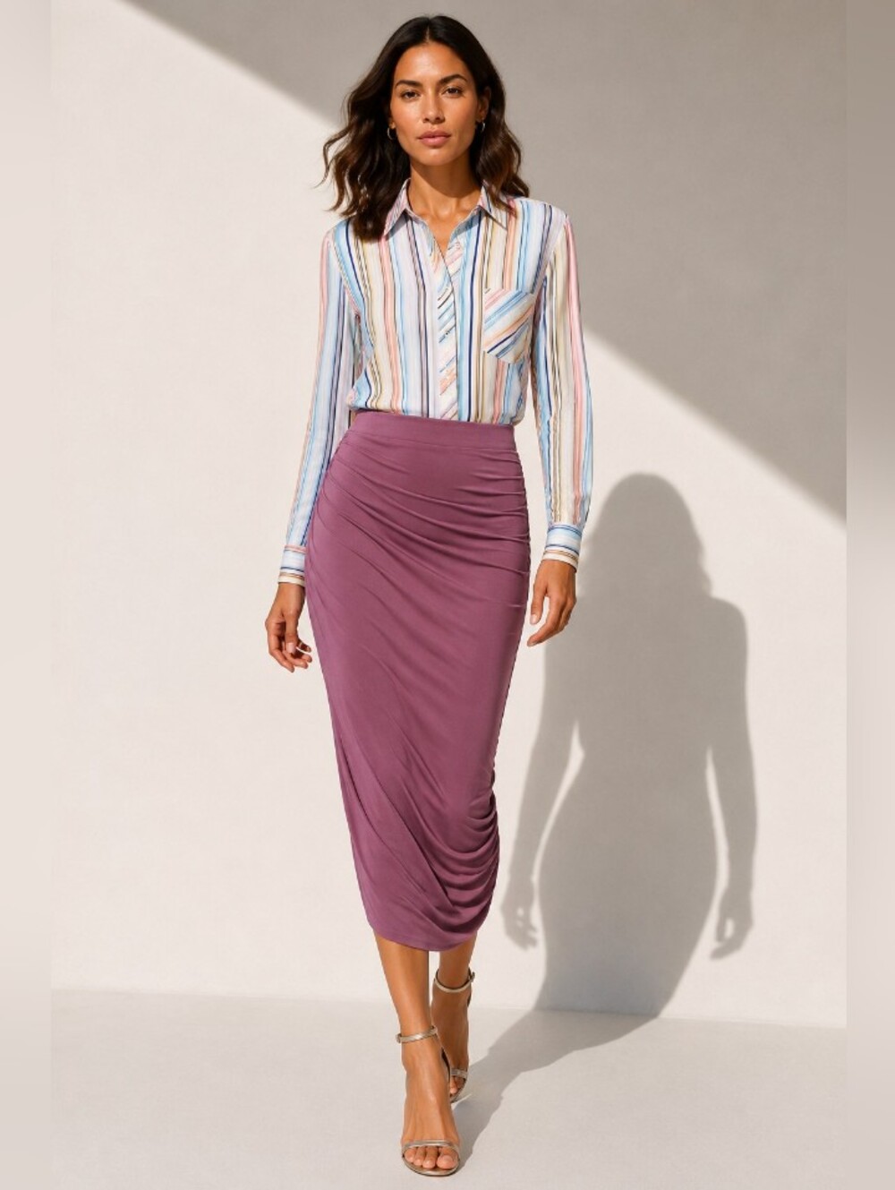 Chico's Striped Cotton Oxford Shirt- Chico's Size 2 - Traditional size: 12-14